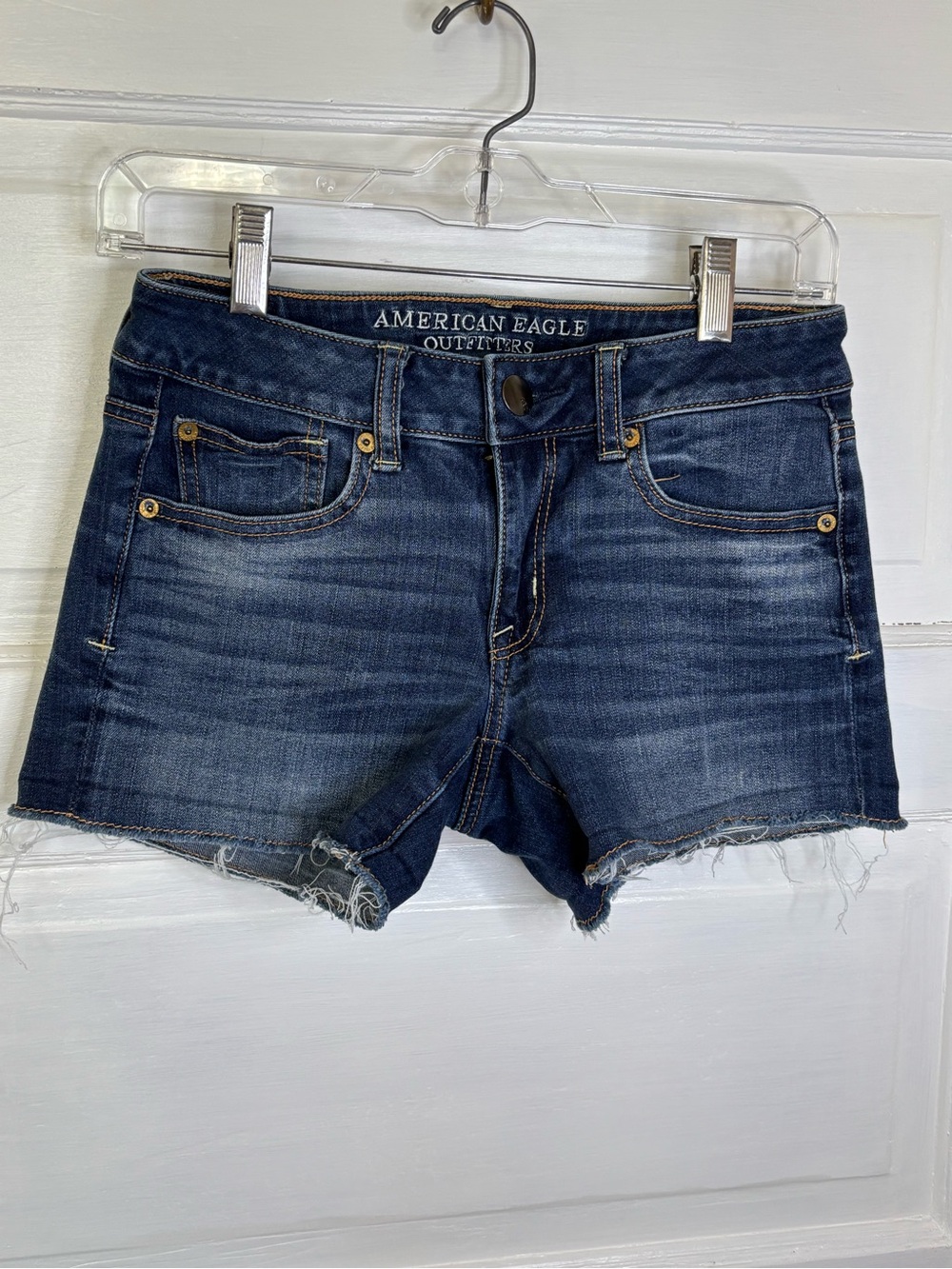 American Eagle Outfitters Dark Wash Shortie Jean Shorts - Picture 1 of 10